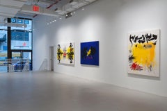 Contemporary minimalist abstract yellow, black and red Iranian painting