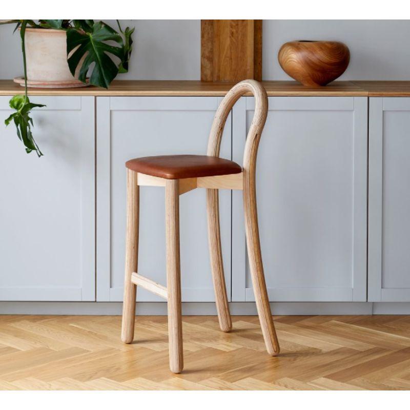 Goma bar chair by Made by Choice with Thomas Sandell
Dimensions: 50 x 50 x 105 cm
Materials: plywood

Also available: upholstery in fabric or leather (category 1 & 3), goma dining chair, and goma armchair.

The barstool GOMA was created for a