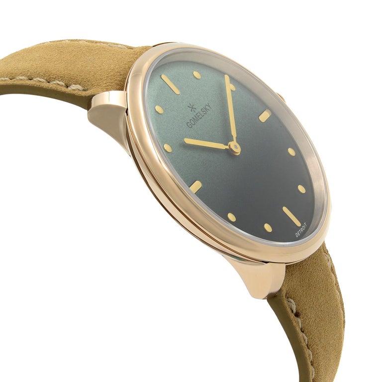 Gomelsky “Audrey” Genuine Alligator Strap Watch Gomelsky Audrey 6 Gold Tone Steel Green Dial Quartz Ladies  main image 4