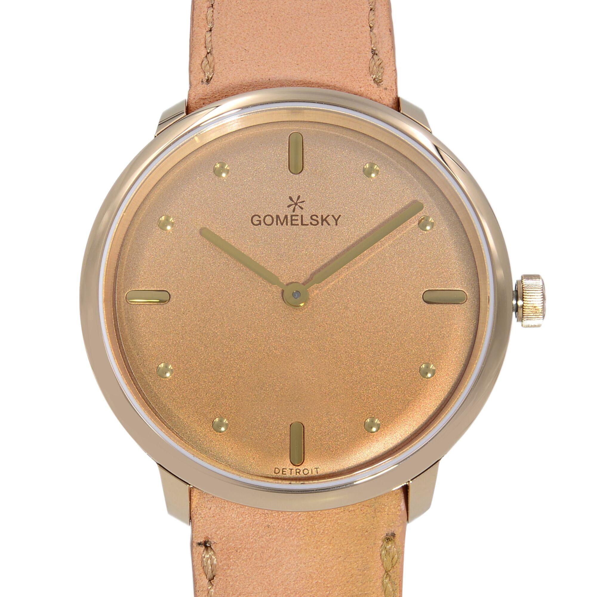 This brand new Gomelsky by Shinola Audrey 6 G0120147278 is a beautiful Ladies timepiece that is powered by a quartz movement which is cased in a stainless steel case. It has a round shape face,  dial, and has hand sticks & dots style markers. It is