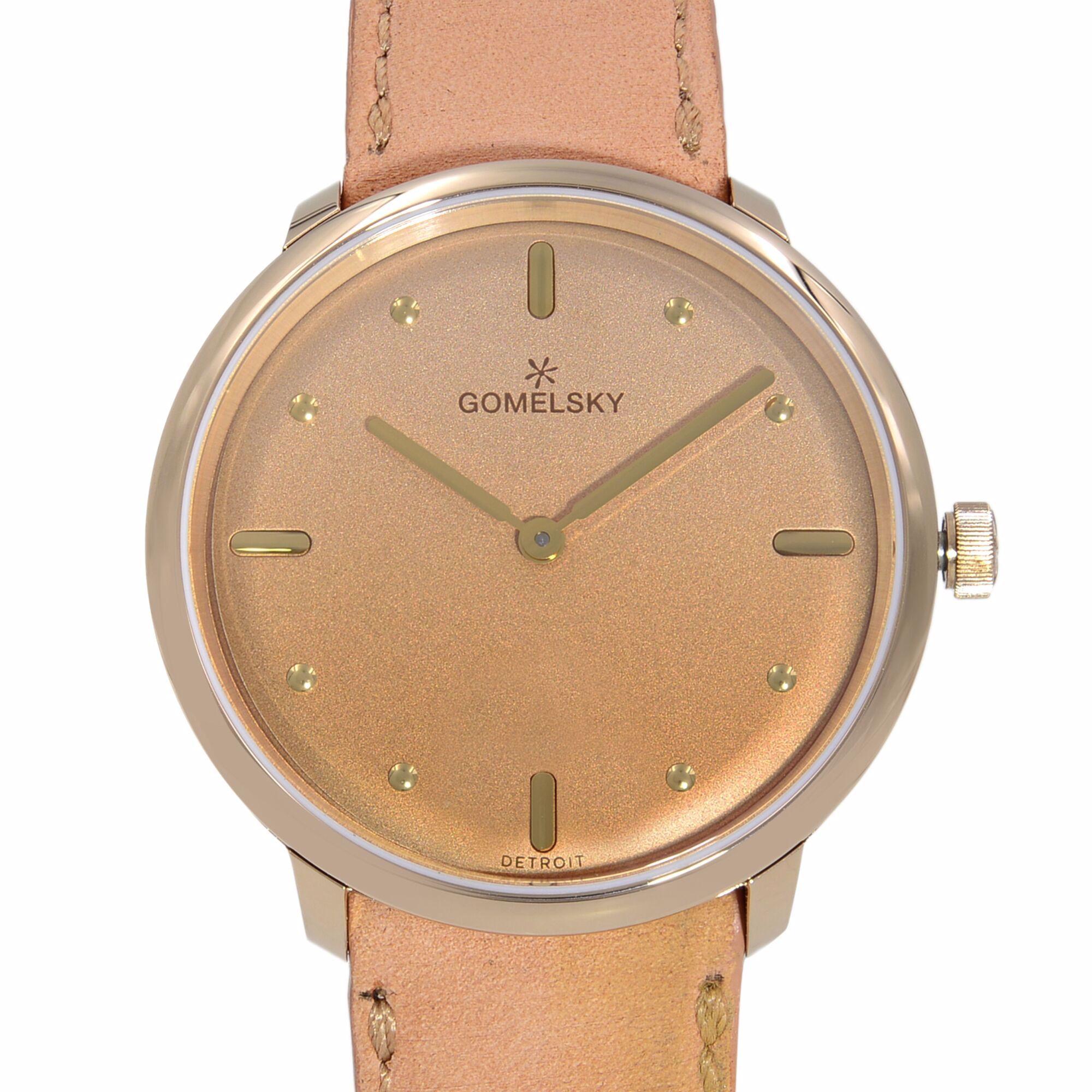 This brand new Gomelsky Audrey 6 G0120147278 is a beautiful Ladie's timepiece that is powered by quartz (battery) movement which is cased in a stainless steel case. It has a round shape face, no features dial and has hand sticks & dots style