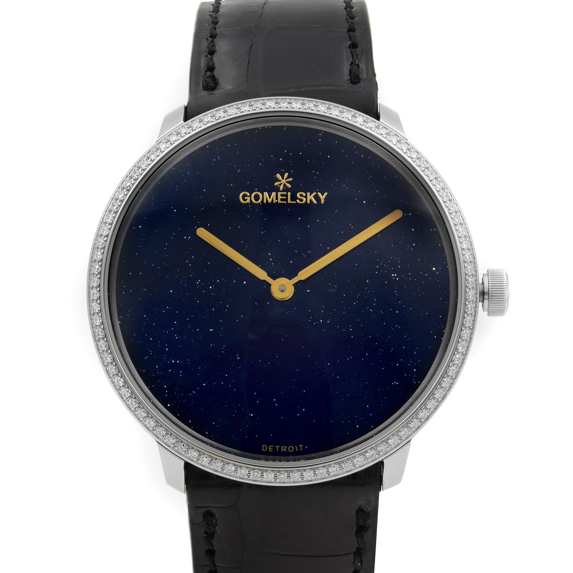 This brand new Gomelsky Audry G0120112278 is a beautiful Ladie's timepiece that is powered by quartz (battery) movement which is cased in a stainless steel case. It has a round shape face, no features dial, and has hand unspecified style markers.
