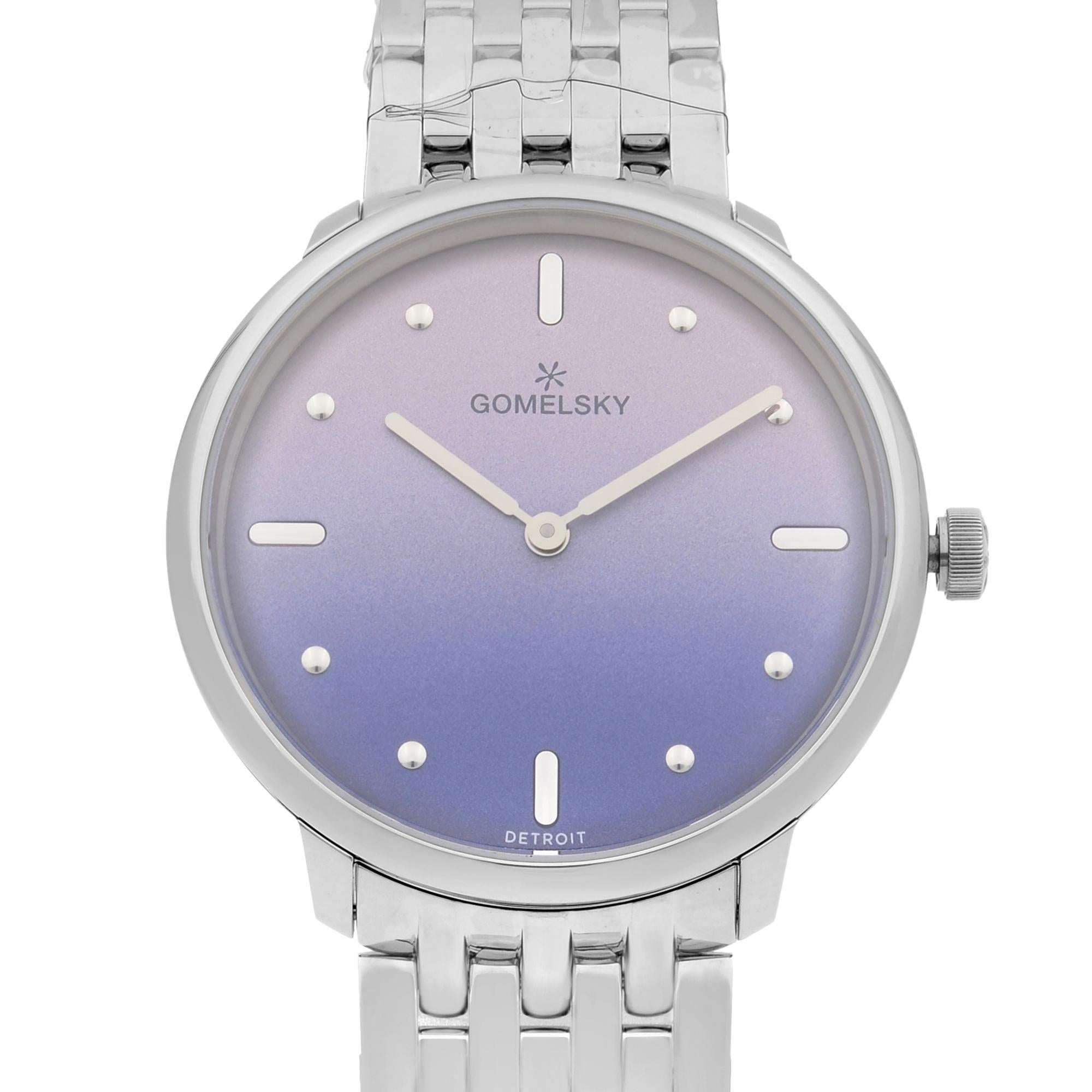 This brand new Gomelsky Audry  G0120147280 is a beautiful Ladie's timepiece that is powered by quartz (battery) movement which is cased in a stainless steel case. It has a round shape face, no features dial and has hand unspecified style markers. It