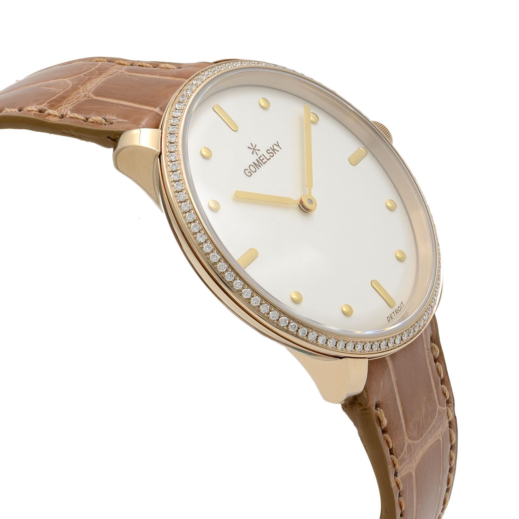Gomelsky Audry Steel Gold-Plated Diamond White Dial Ladies Watch G0120112280 In New Condition In New York, NY