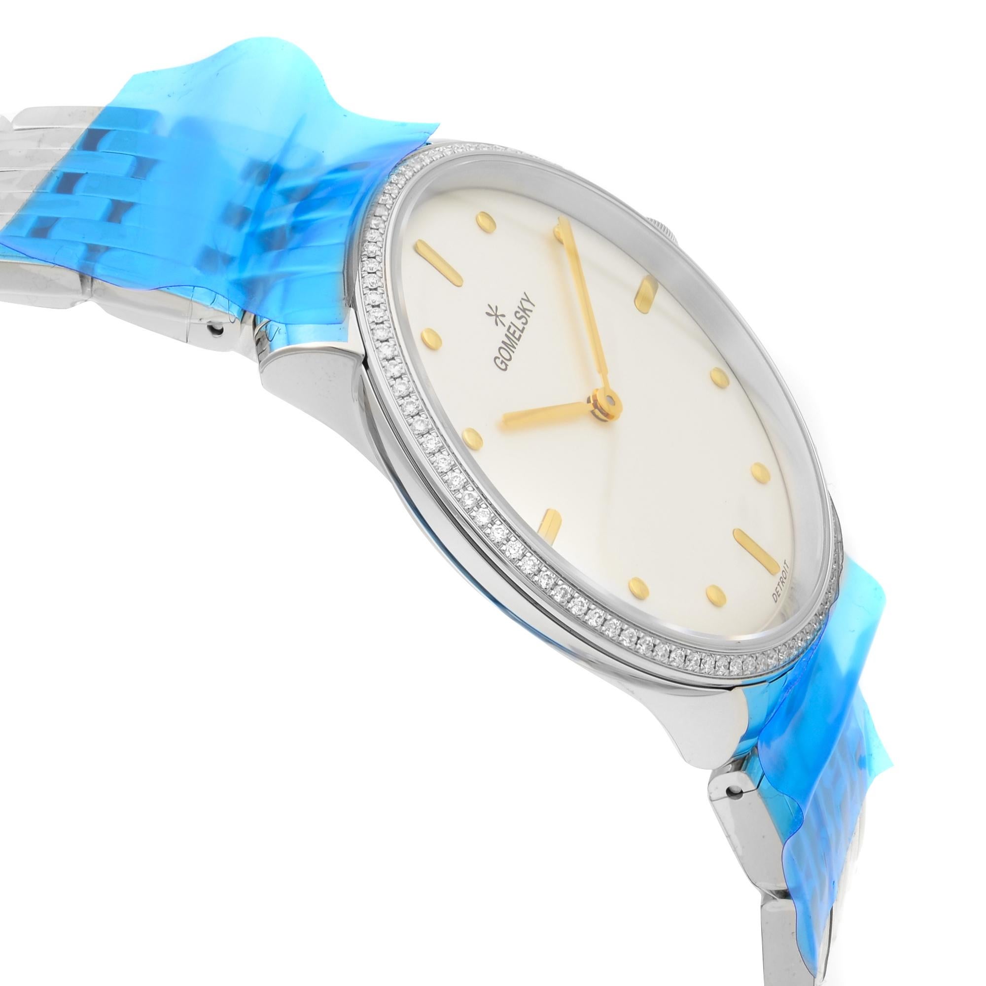 Gomelsky Audry Steel White Dial Quartz Ladies Watch G0120112281 In New Condition For Sale In New York, NY