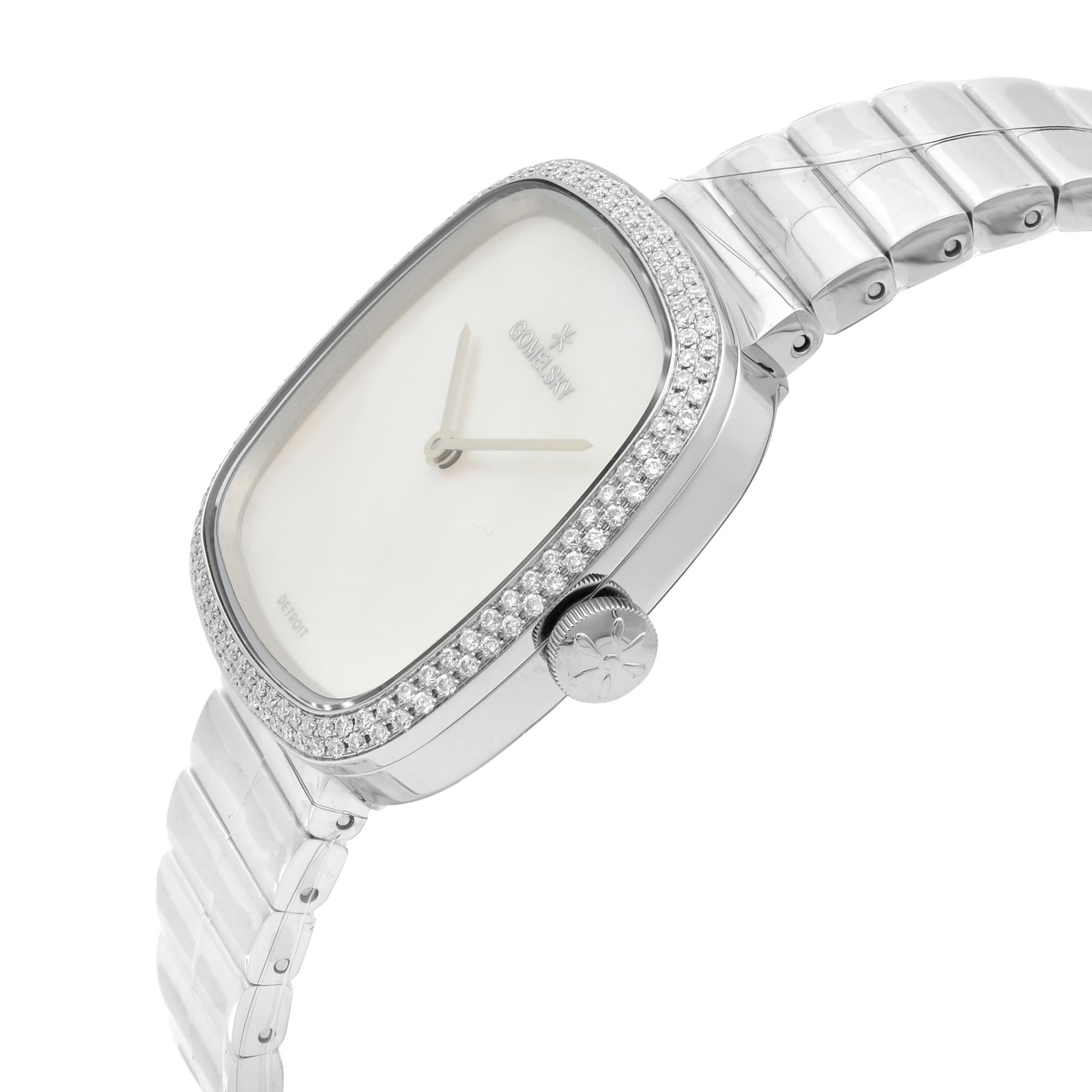 Modern Gomelsky Eppie Sneed Stainless Steel Diamond White Dial Ladies Watch G0120095028 For Sale