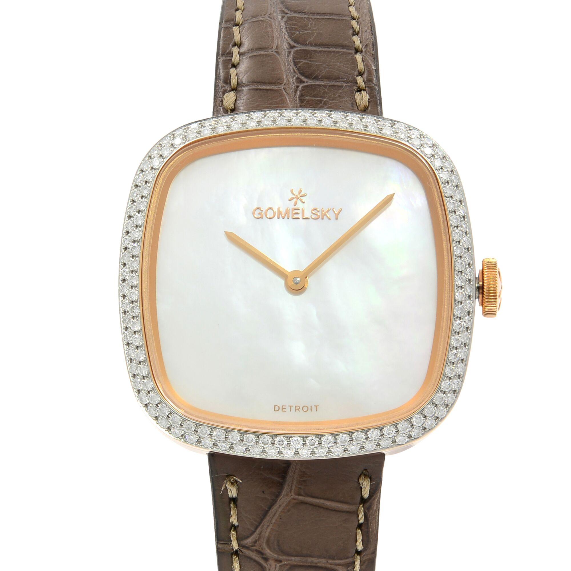 This brand new Gomelsky by Shinola Eppie Sneed G0120095033 is a beautiful Ladies timepiece that is powered by a quartz movement which is cased in a stainless steel case. It has a square shape face,  dial and has hand unspecified style markers. It is