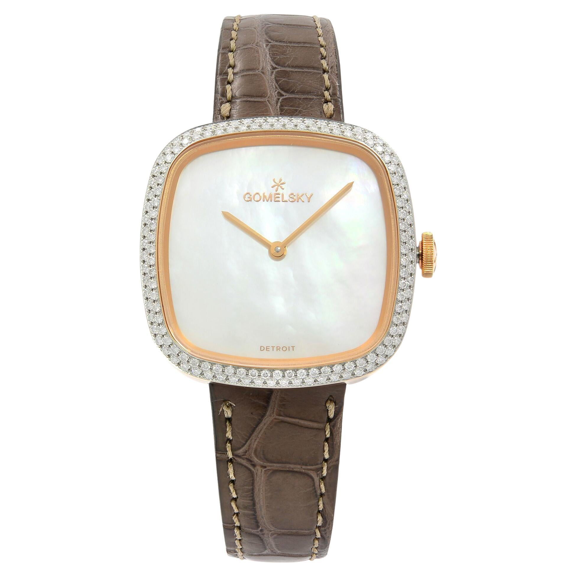 Gomelsky Eppie Sneed Steel Mother of Pearl Dial Diamond Womans Watch G0120095033