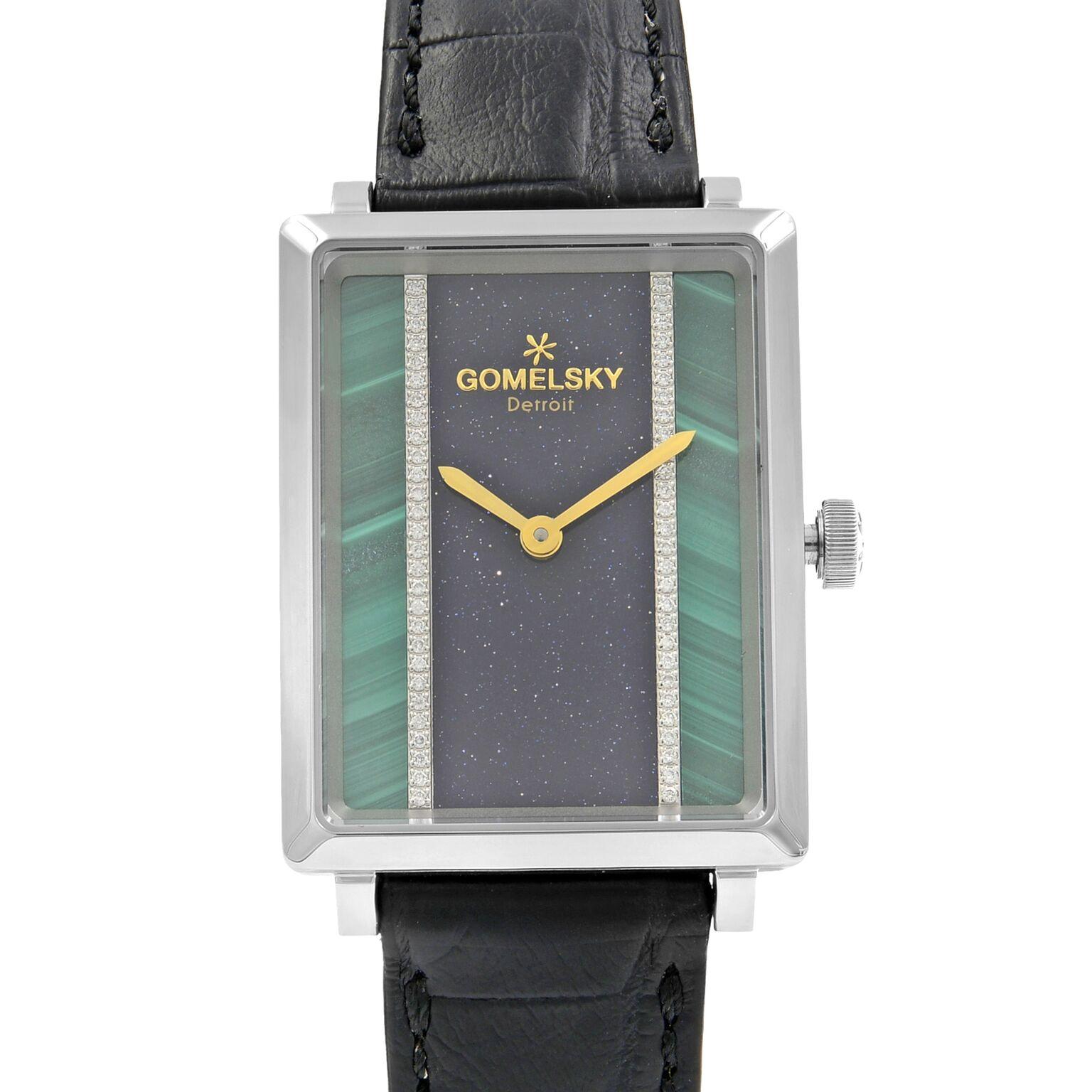 This brand new Gomelsky Shirley Fromer G0120023383 is a beautiful Ladie's timepiece that is powered by quartz (battery) movement which is cased in a stainless steel case. It has a  rectangle shape face, no features dial, and has hand unspecified