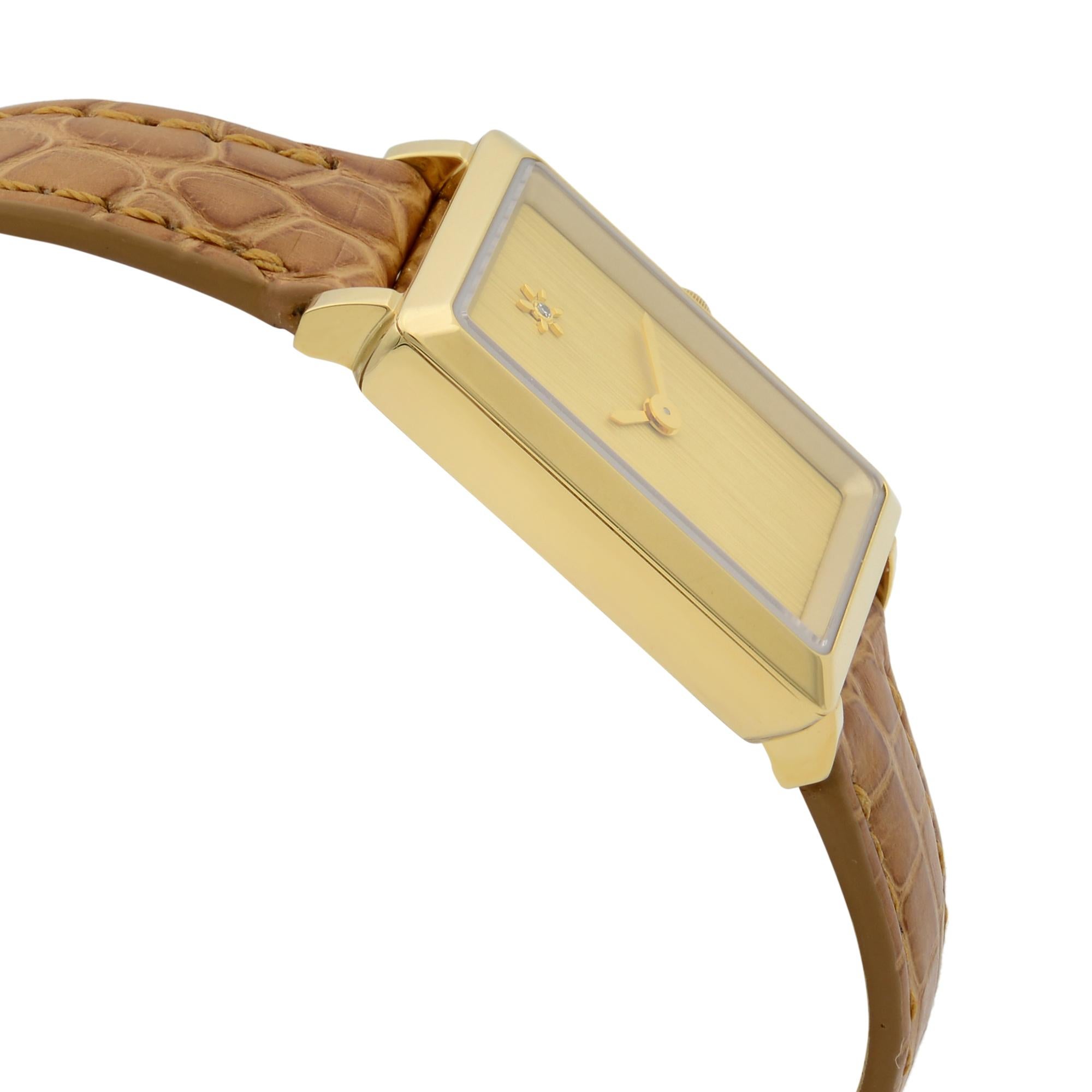 Gomelsky Shirley Fromer Steel Leather Beige Diamond Dial Quart Watch G0120023478 In New Condition In New York, NY