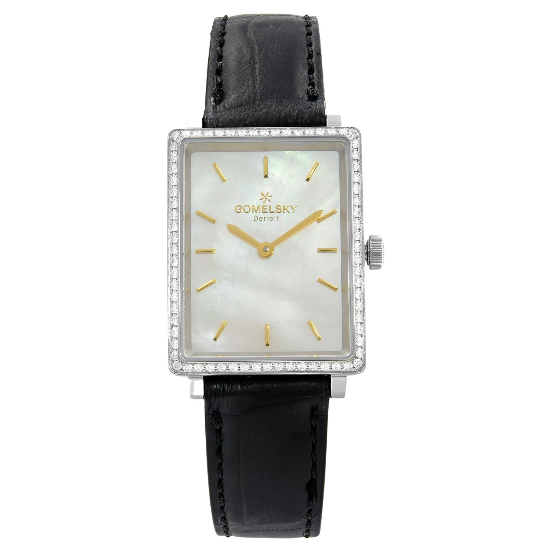 Gomelsky the Shirley Mother of Pearl Dial Steel Leather Ladies Watch ...