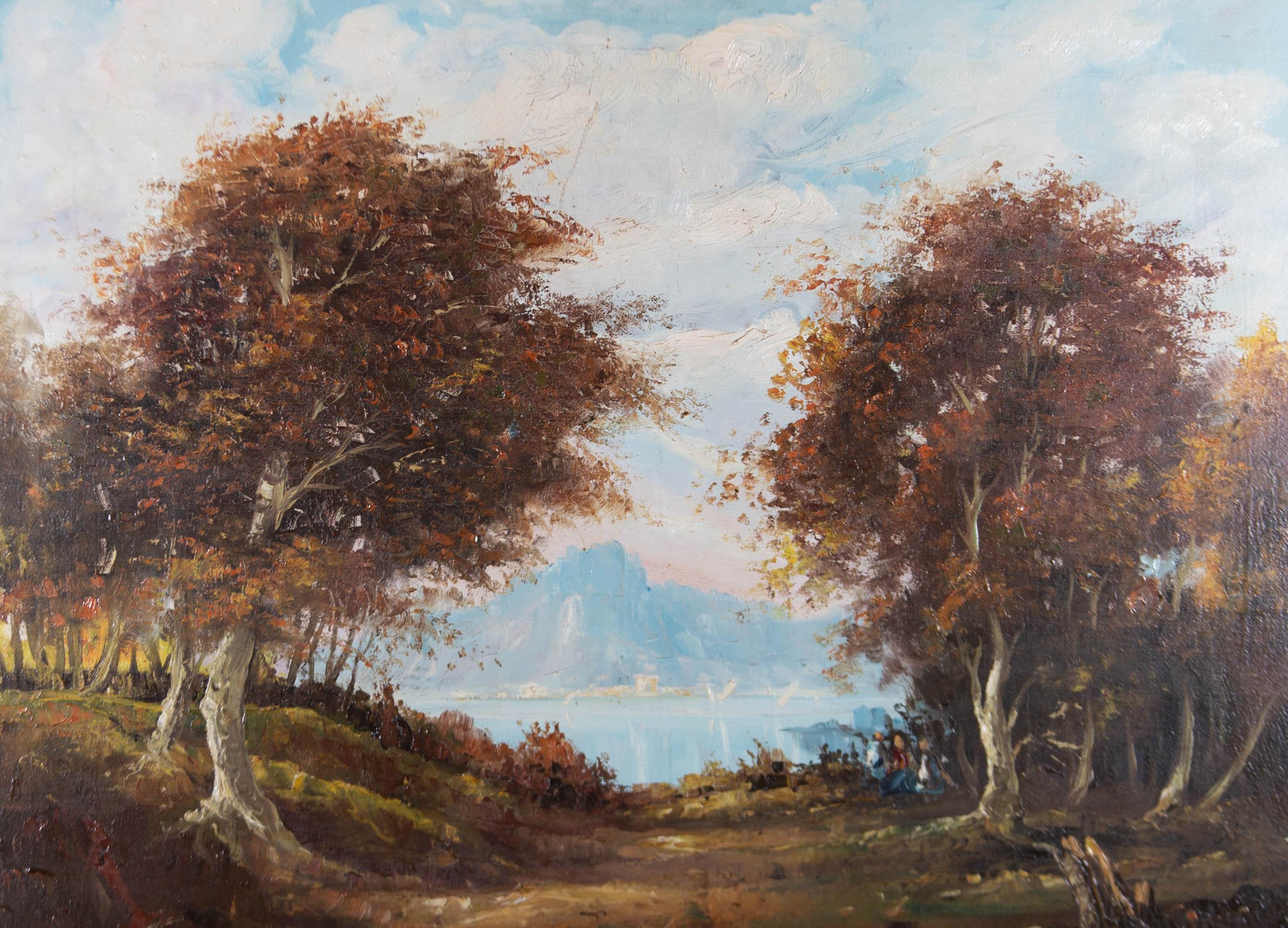 Gomes Martins - Large 1922 Oil, Sitting by the Lake 3