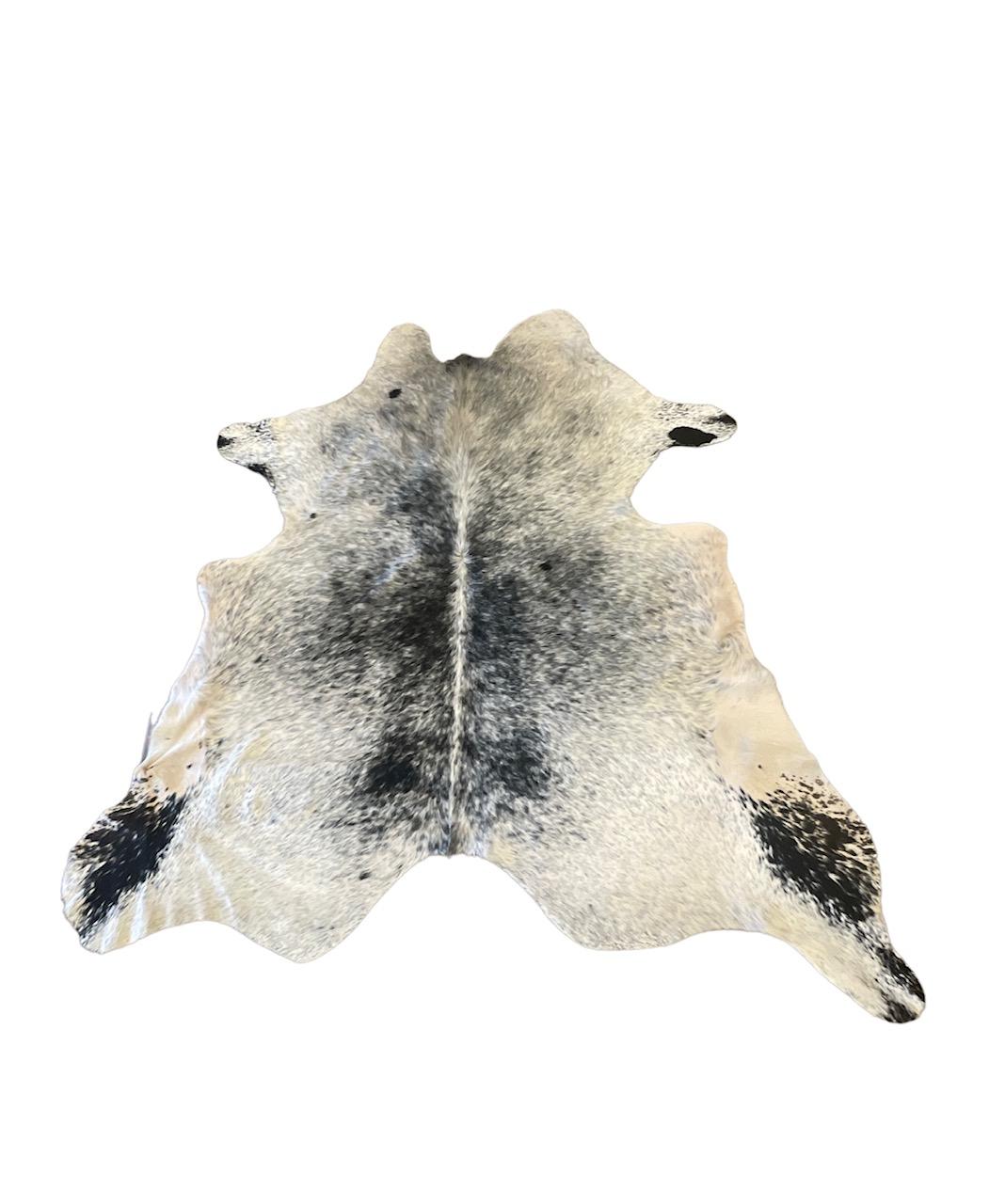 South African Gomez Contemporary Cowhide Rug in White and Black
