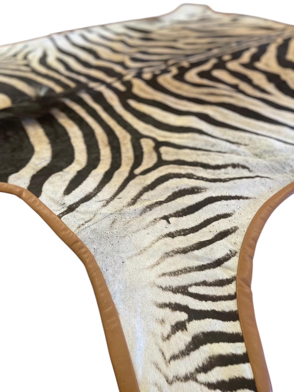 Tappeto A. Gomez in pelle di zebra con rifiniture in pelle italiana arancione bruciato in vendita 1