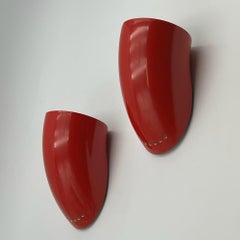 Gomito Wall Lamps by Elio Martinelli for Martinelli Luce in Red, 1970s, Set of 2