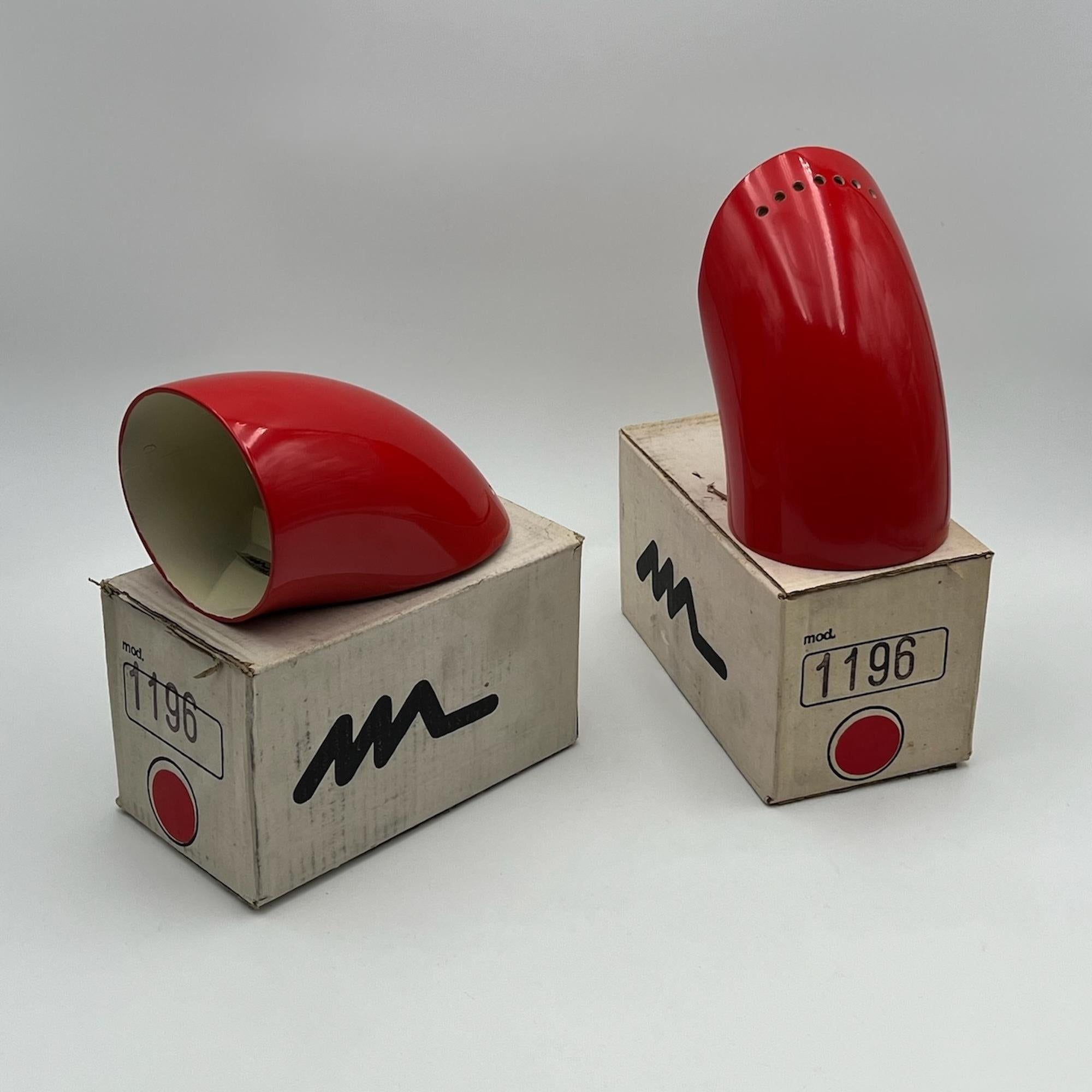 Gomito Wall Lamps by Elio Martinelli for Martinelli Luce in Red, 1970s, Set of 2 For Sale 2