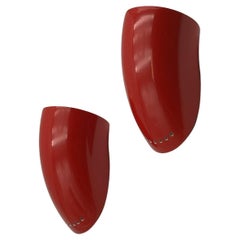 Lampade da parete Gomito di Elio Martinelli per Martinelli Luce in rosso, anni '70, Set di 2