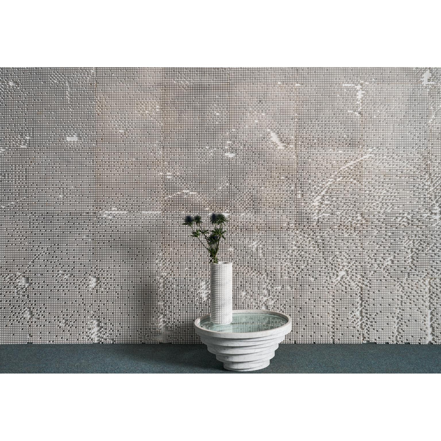 Mesa de centro mediana Gomitolo de mármol blanco de Carrara y cristal by Bufalini Marmi Moderno en venta