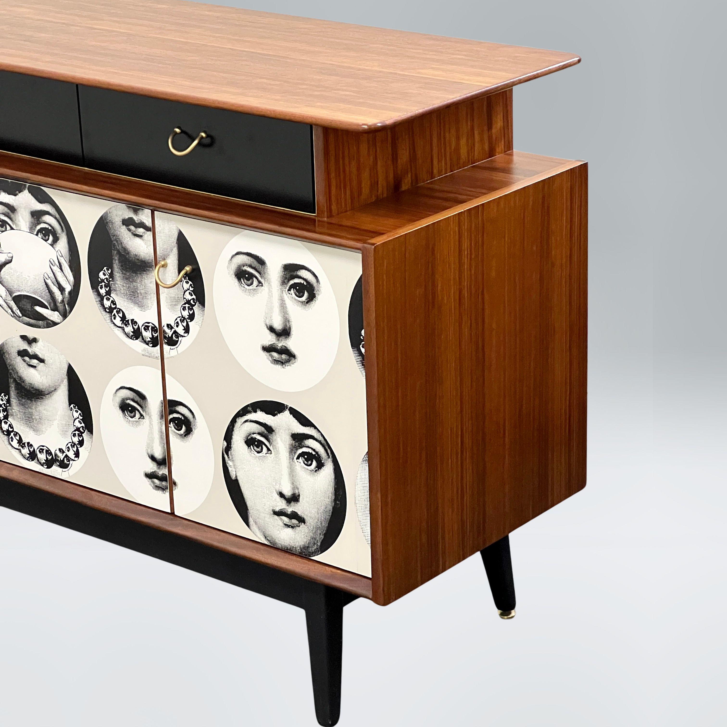 Mid-20th Century Gomme Teak Midcentury Sideboard With Fornasetti Decoupage