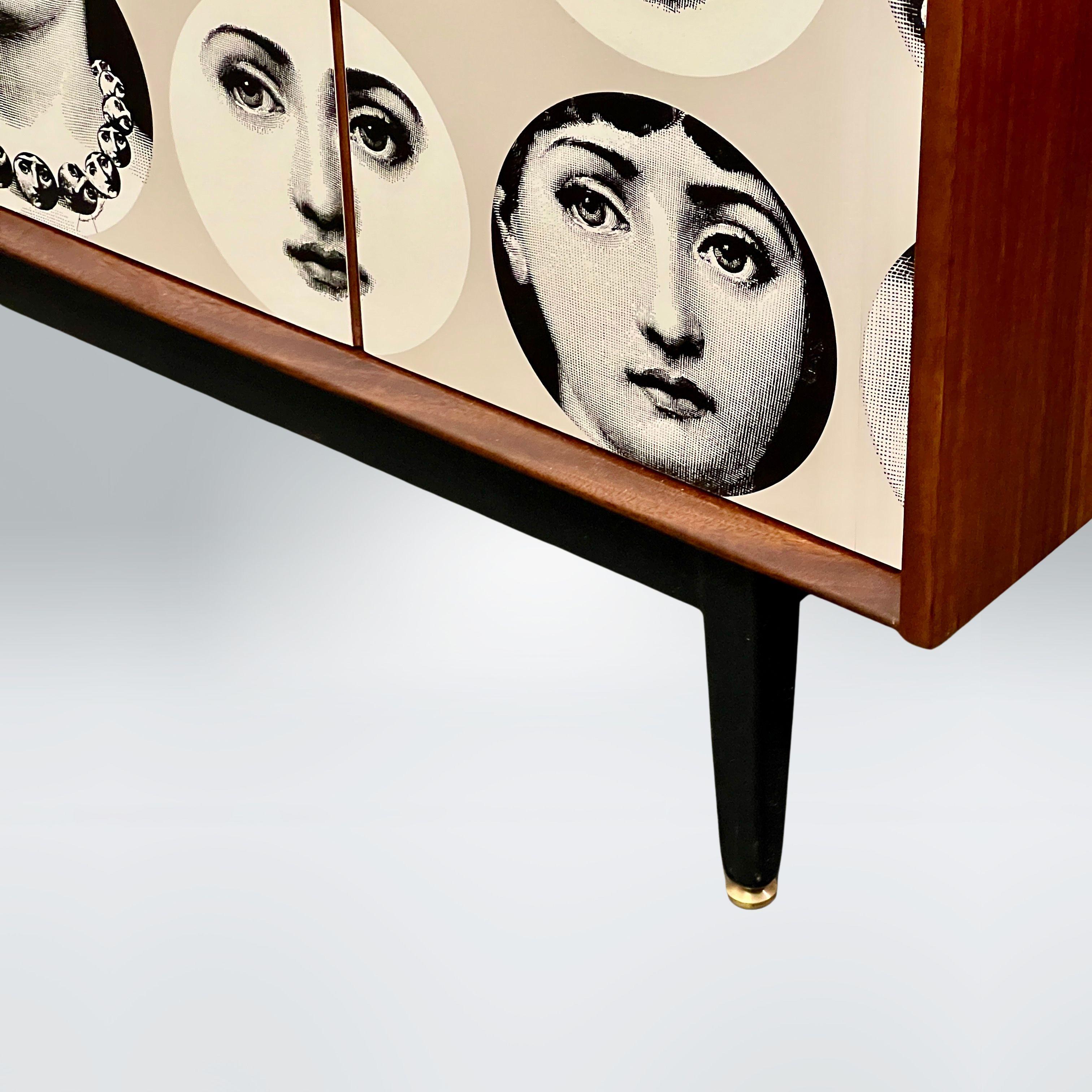 Gomme Teak Midcentury Sideboard With Fornasetti Decoupage 1