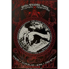 Original psychedelic poster by Saijo Gompers Zen Benefit Gary Snyder Poetry 1967