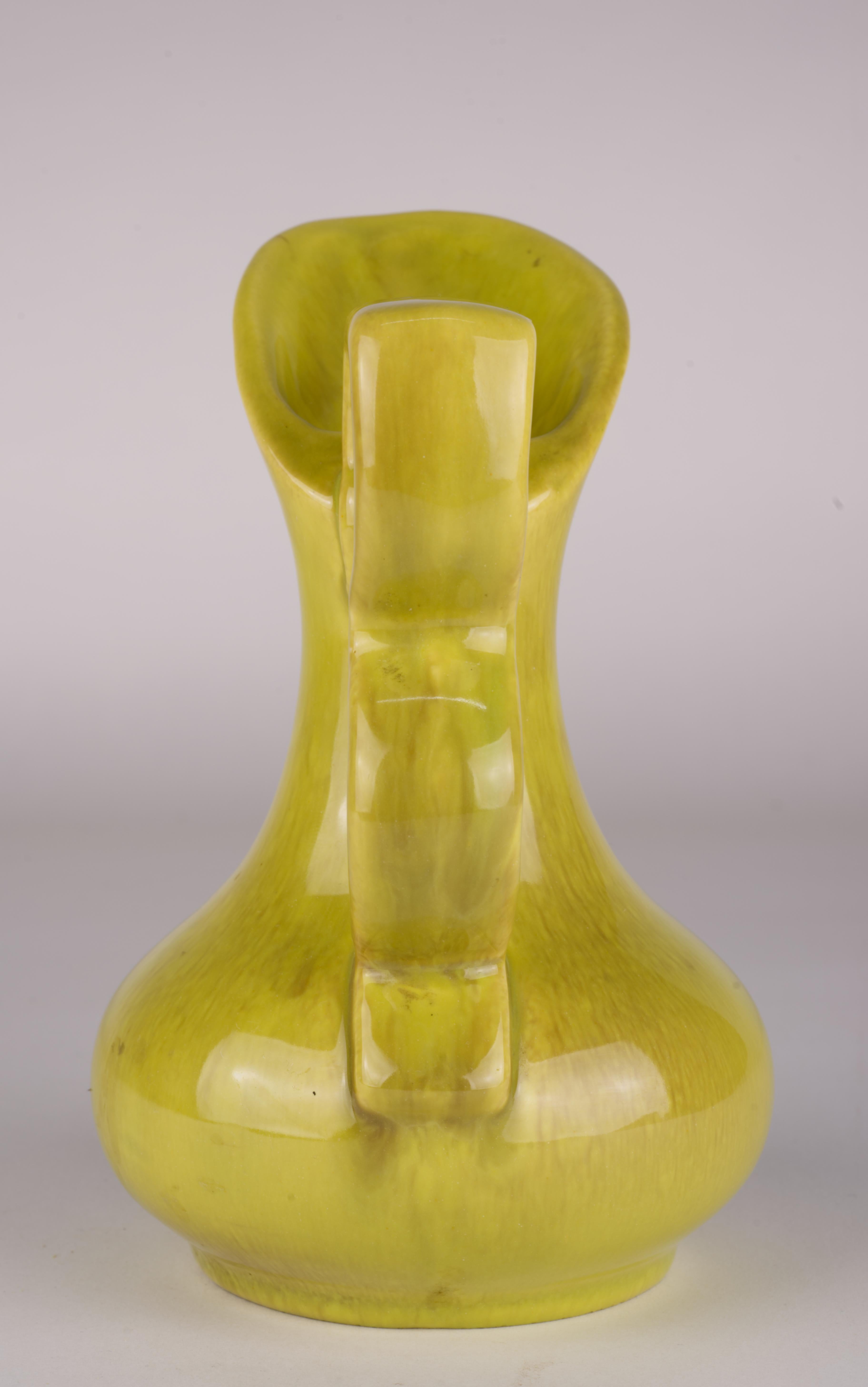 Gonder Pottery Bud Vase Ewer in Chartreuse Drip Glaze 1940s-1950s For Sale 1