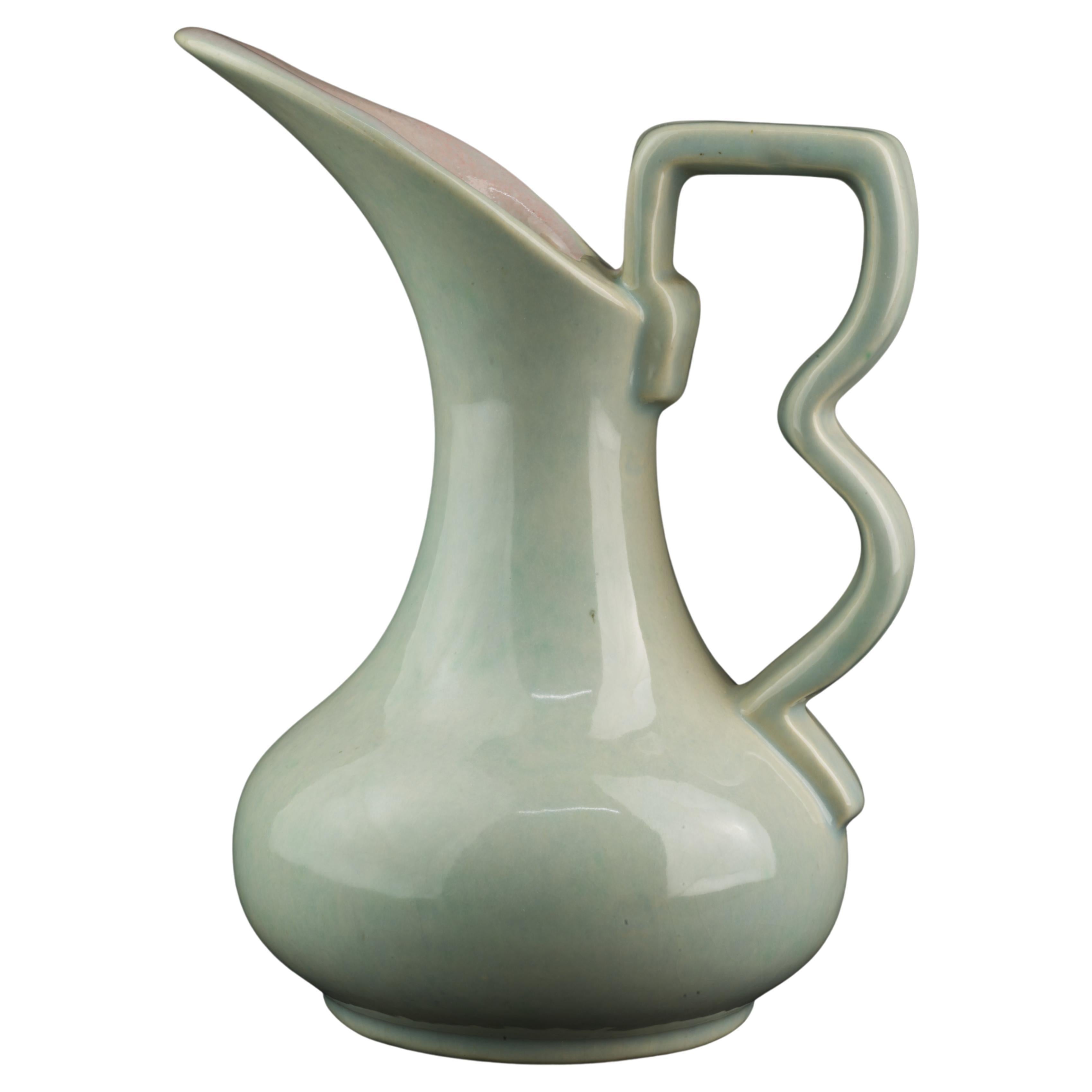 Gonder Pottery Bud Vase Ewer in Grey and Pink Glaze 1940s-1950s