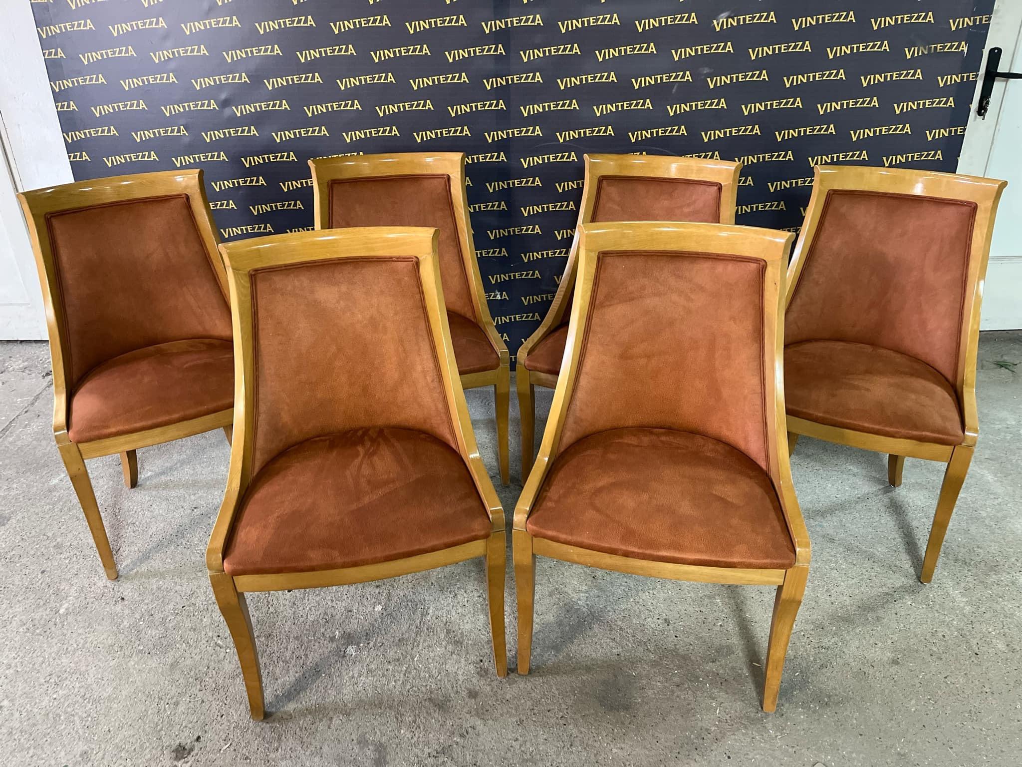 Gondola Art Deco Dining Chairs, Reupholstered - Set of 6 (Art déco) im Angebot
