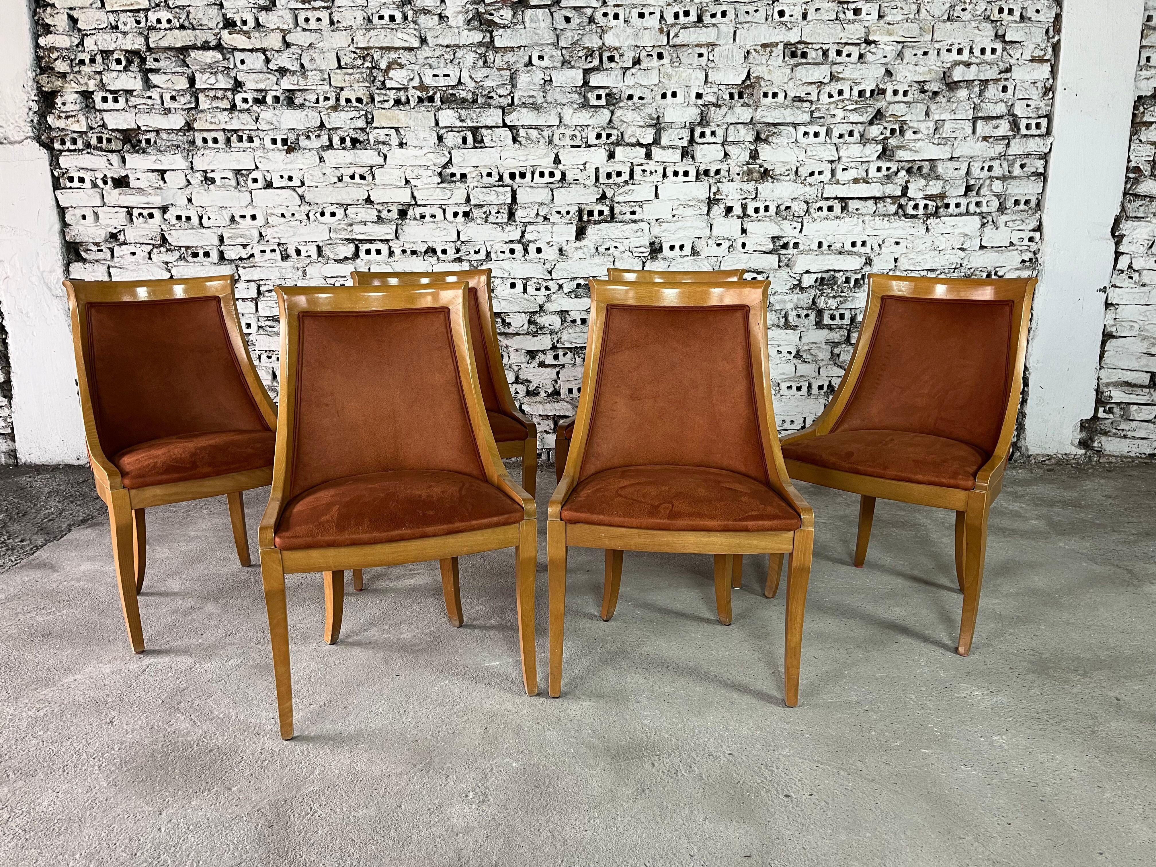 Gondola Art Deco Dining Chairs, Reupholstered - Set of 6 (Französisch) im Angebot