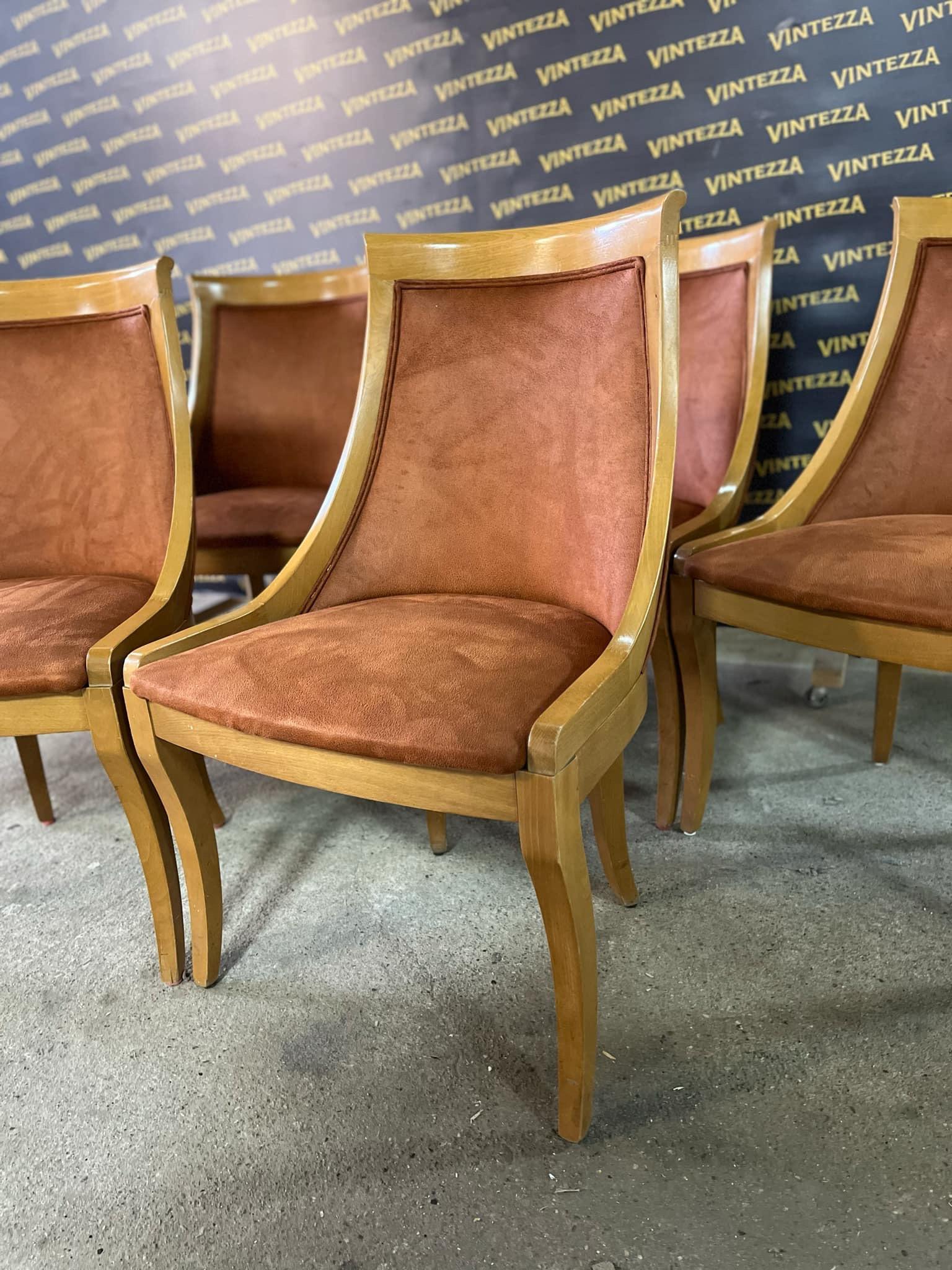 Gondola Art Deco Dining Chairs, Reupholstered - Set of 6 (Stoff) im Angebot