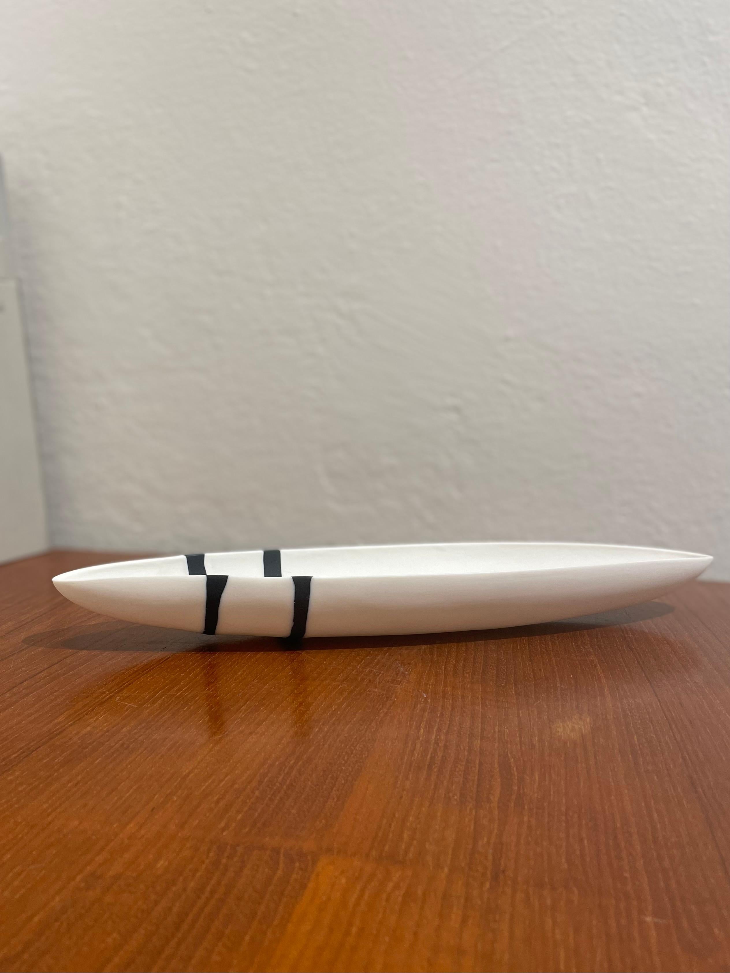 Italian GONDOLA handmade porcelain contemporary decorative art  in black and white For Sale