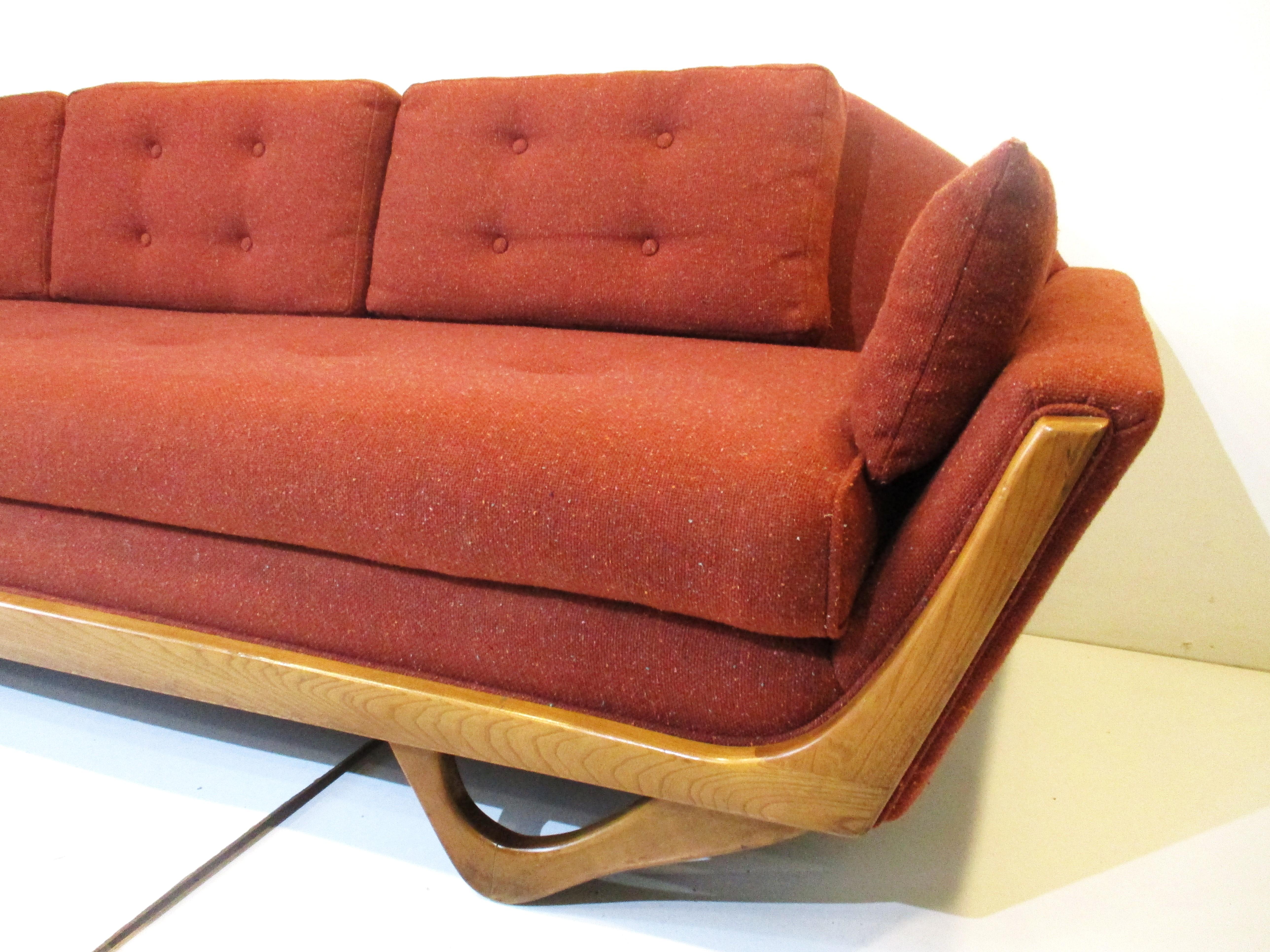 20th Century Gondola Midcentury Sofa in the Style of Pearsall and Craft Associates