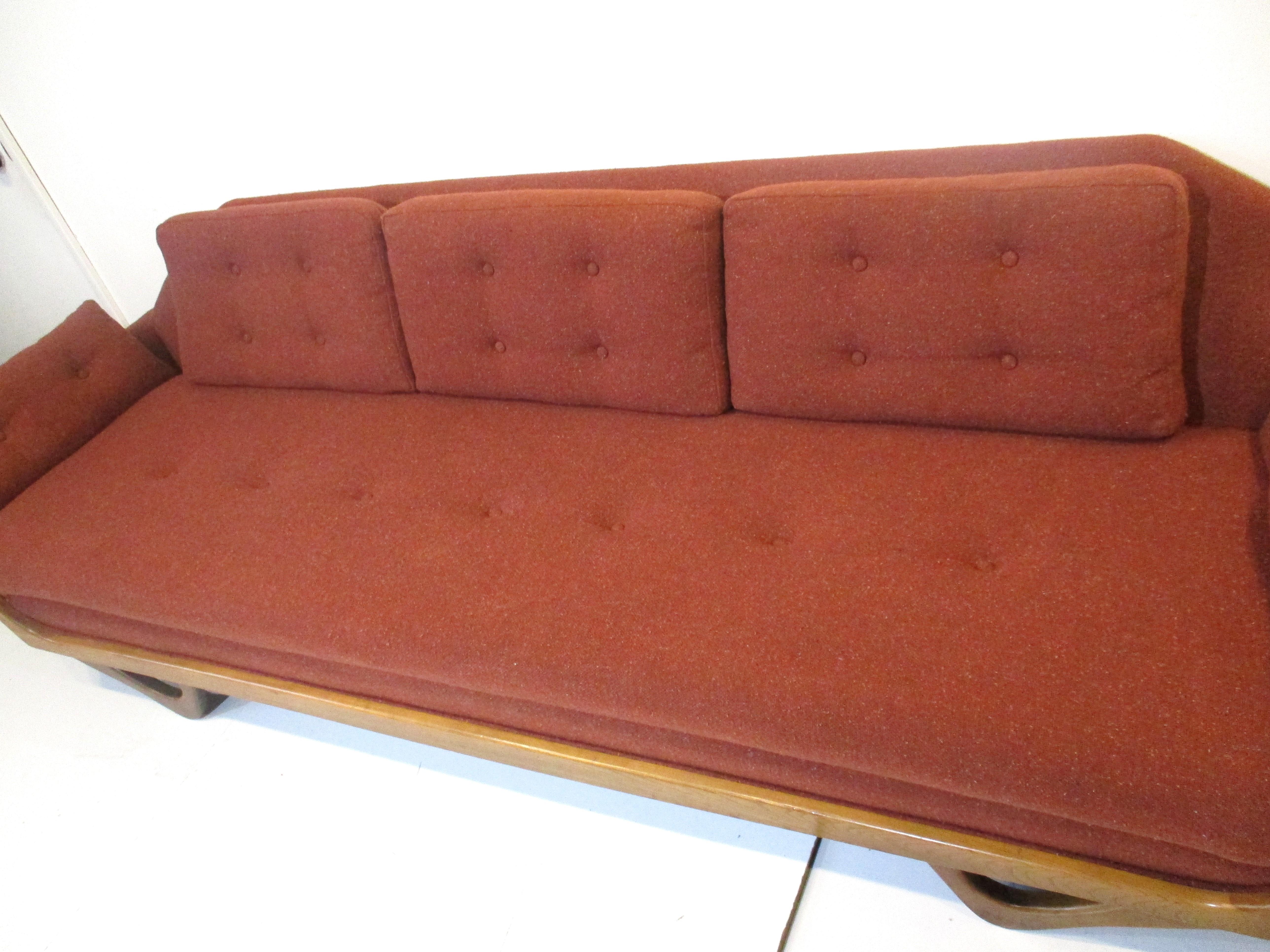 Upholstery Gondola Midcentury Sofa in the Style of Pearsall and Craft Associates