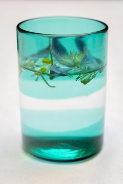 GONDOLA Murano Green Glass Tumbler by Giberto Venezia, Hand-Blown