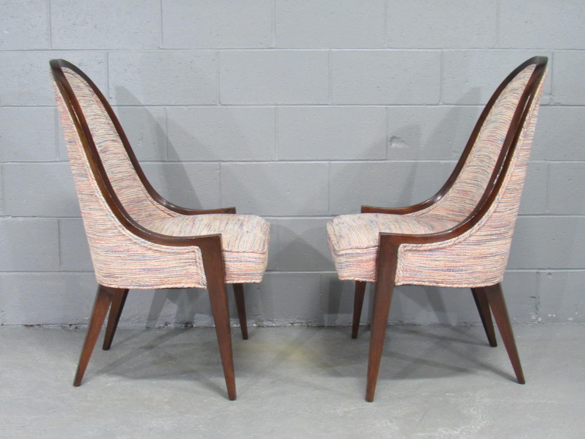 American Gondola Slipper Chairs 'Model 1053' in Mahogany by Harvey Probber For Sale