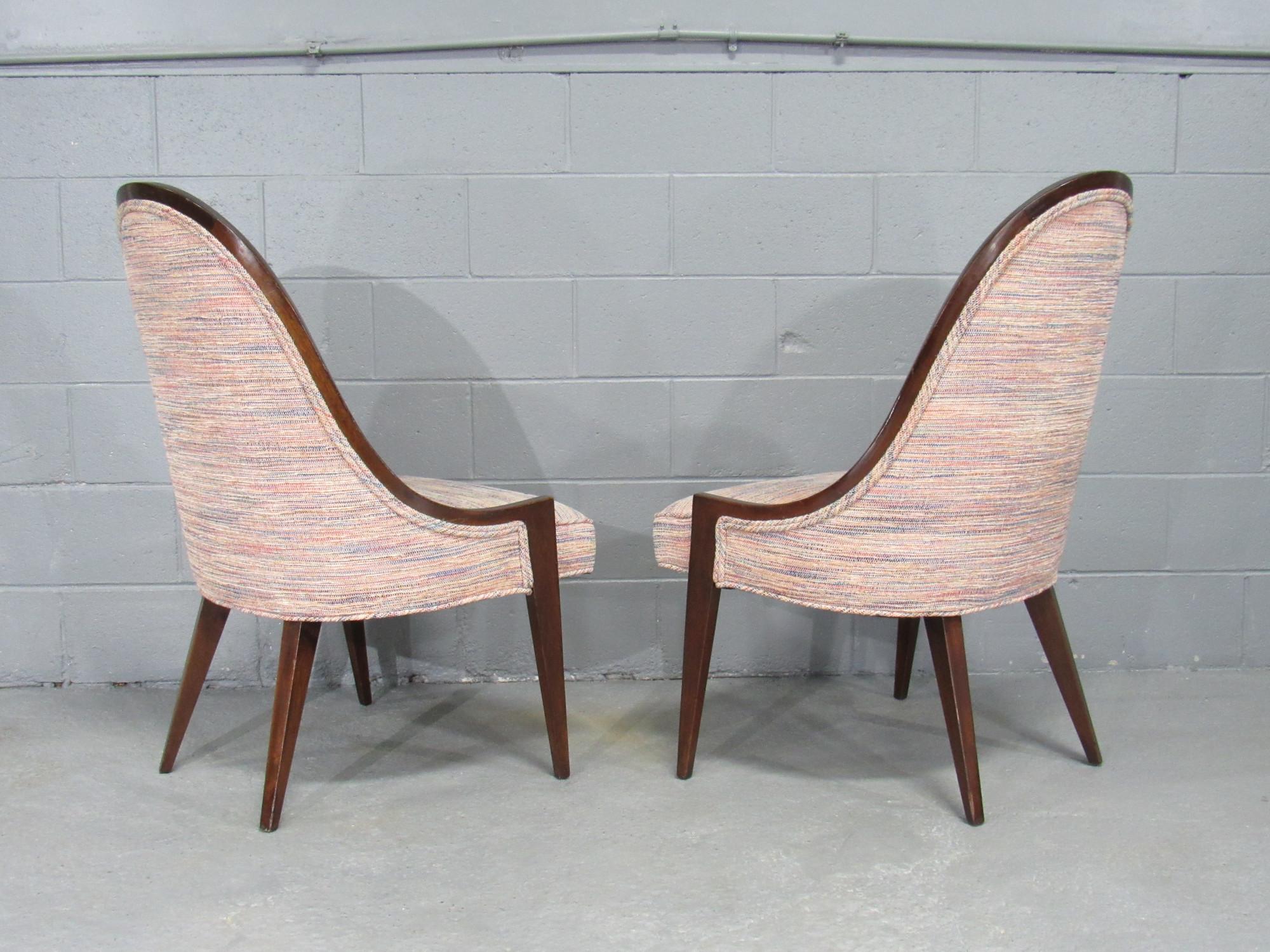 Gondola Slipper Chairs 'Model 1053' in Mahogany by Harvey Probber In Good Condition For Sale In Belmont, MA