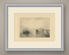 Gondolas on the Venetian Lagoon, Etching by A. Brunet-Debaines, circa 1880