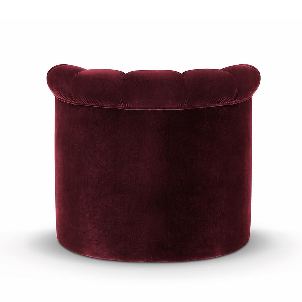 Portuguese Gondole Armchair with Deep Redwine Velvet Fabric For Sale