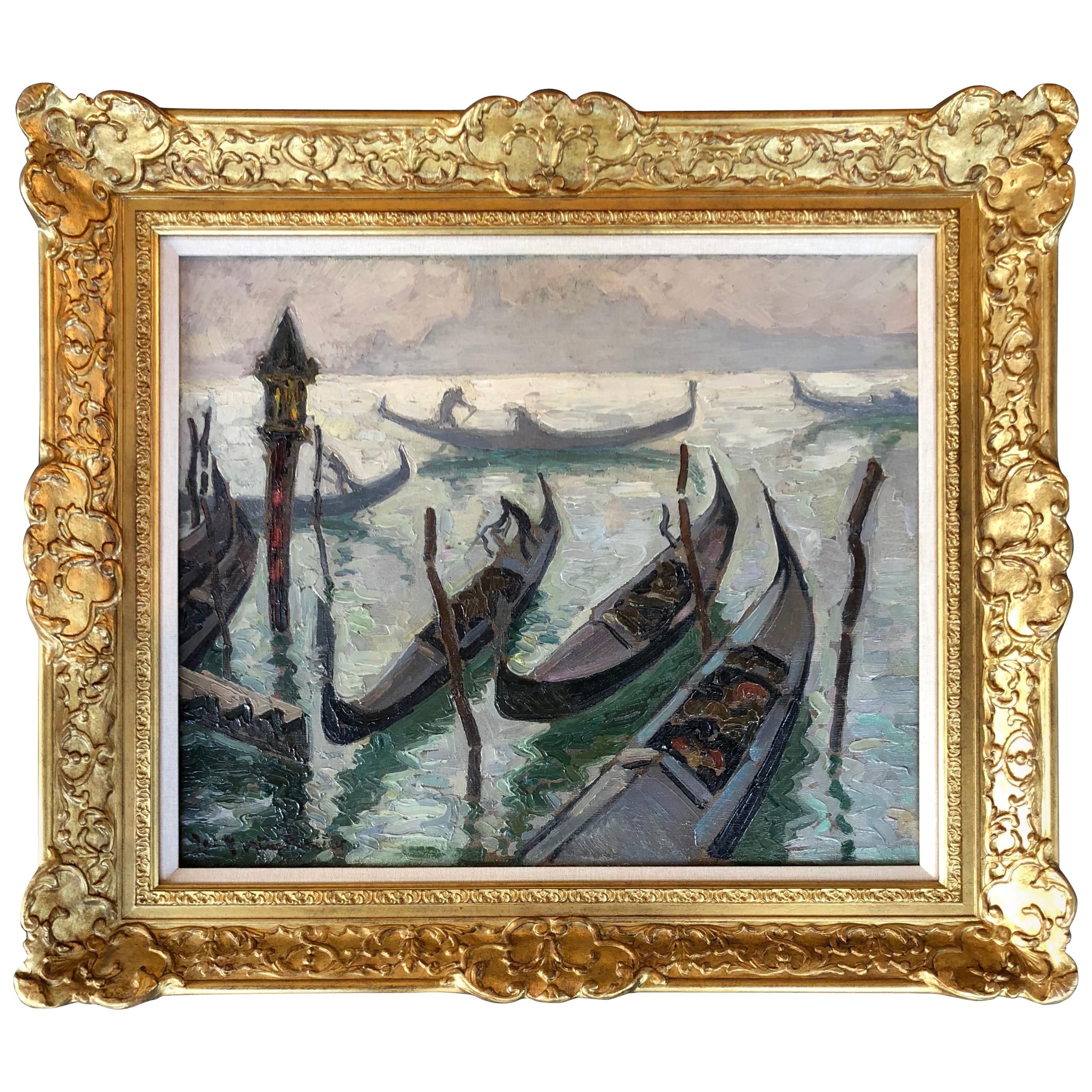 "Gondoliers in Venice" by Jacques Martin-Ferrières