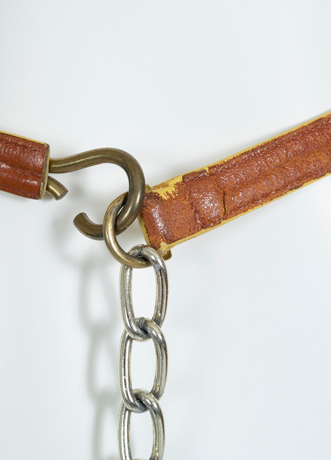 Gone Fishin’ Yellow Leather Novelty Belt with Dangling Fish – Small, 1950s 5