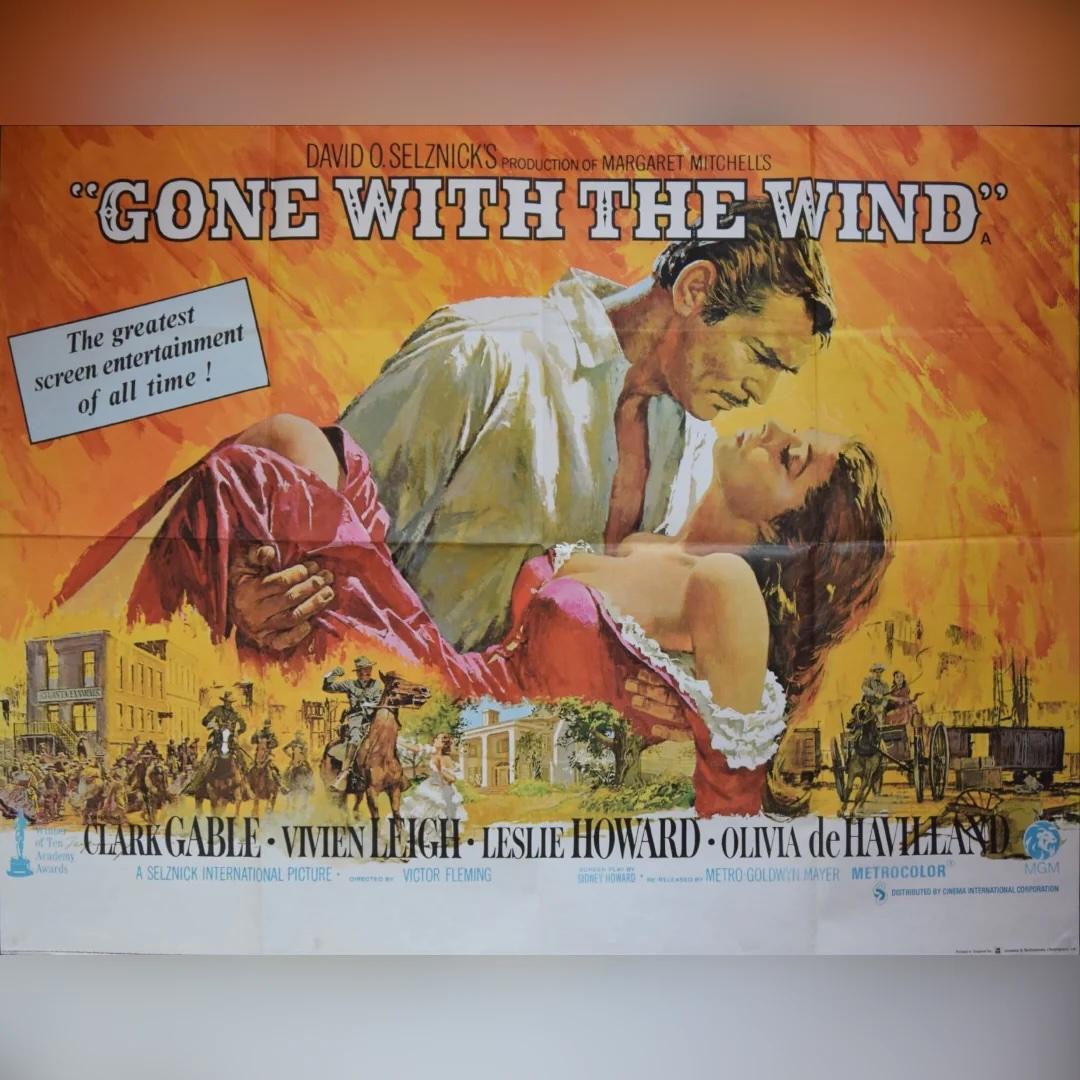 Gone With The Wind (1969r)
Original British Quad (30 X 40 Inches)

For many this is the most popular Hollywood image of all time. This image is so famous that a similar pose for the Star Wars poster “The Empire Strikes Back” was dubbed 