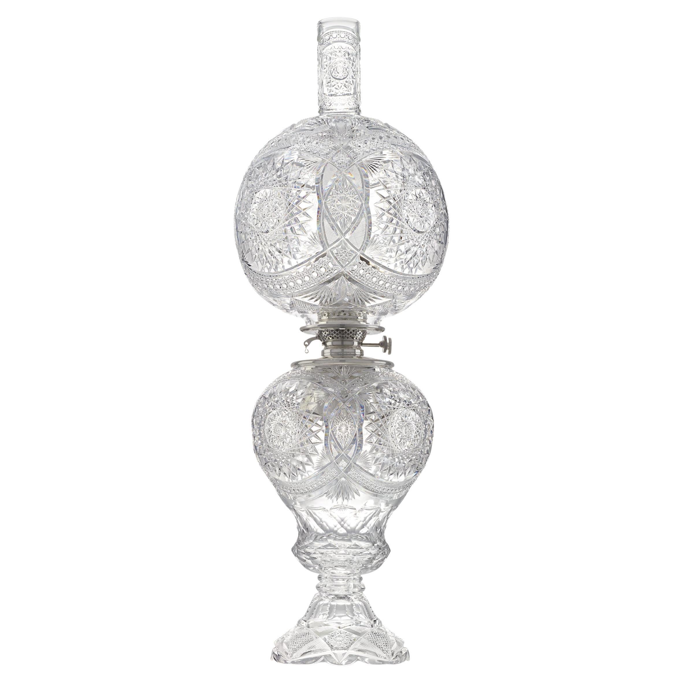 Gone With The Wind Cut Glass Lamp Attributed To Libbey