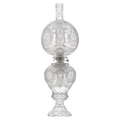 Antique Gone With The Wind Cut Glass Lamp Attributed To Libbey