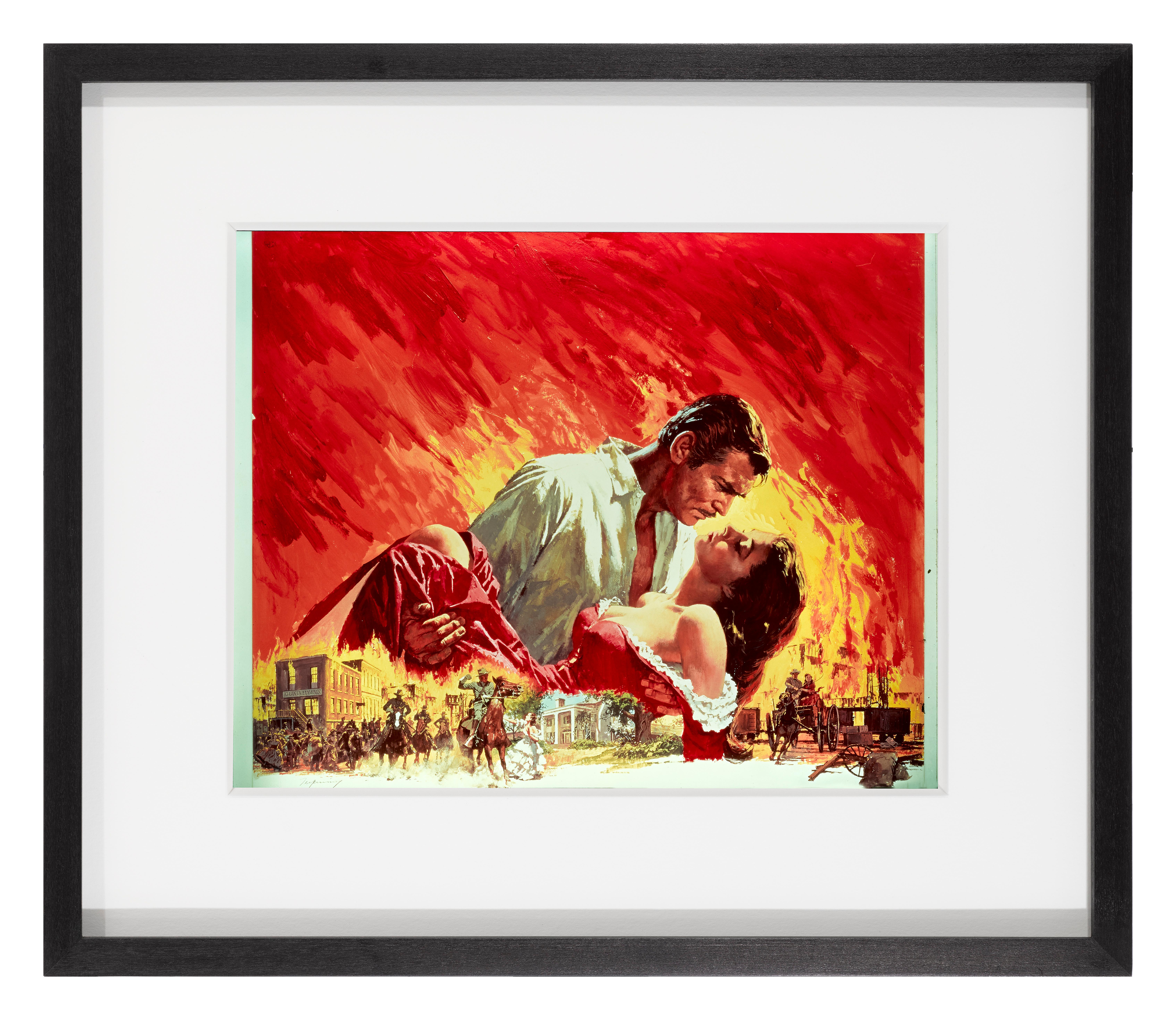 Arte fotografica originale emessa dallo Studio A.  trasparenza per il film storico del 1939 interpretato da Clark Gable e Vivien Leigh e diretto da Victor Fleming.  

Questa trasparenza è stata creata per la riedizione del film nel 1968. L'opera