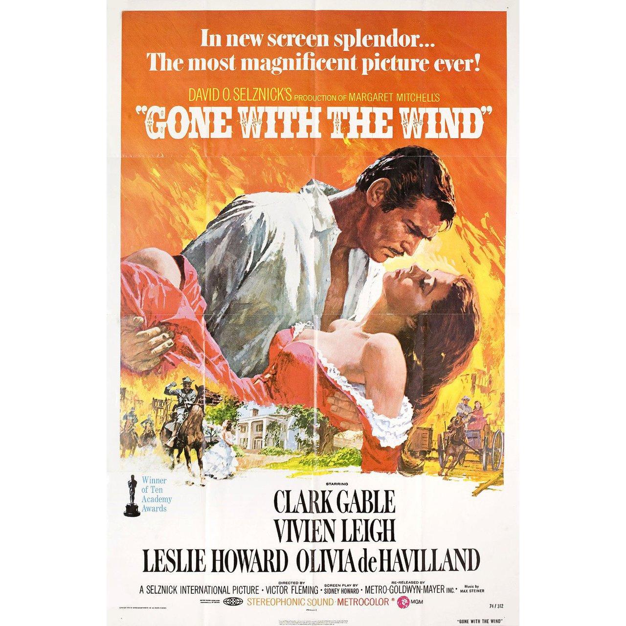 Gone with the Wind R1974 U.S. One Sheet Film Poster In Good Condition In New York, NY