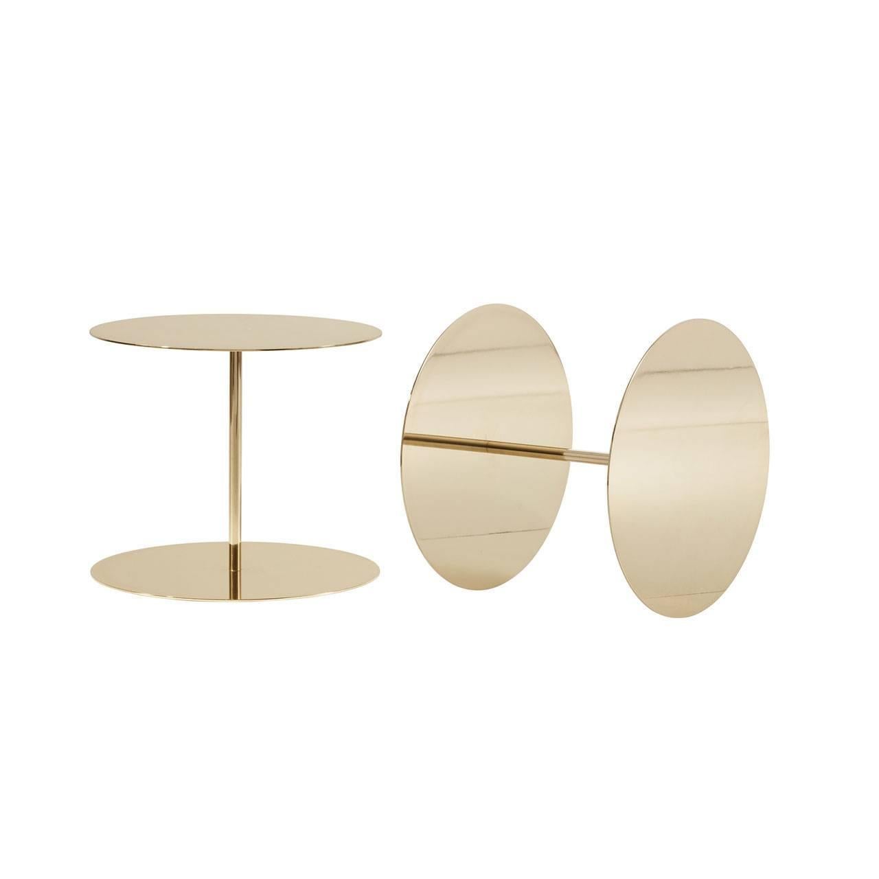 Gong Lux Side Table in Polished Brass or Copper by Giulio Cappellini For Sale