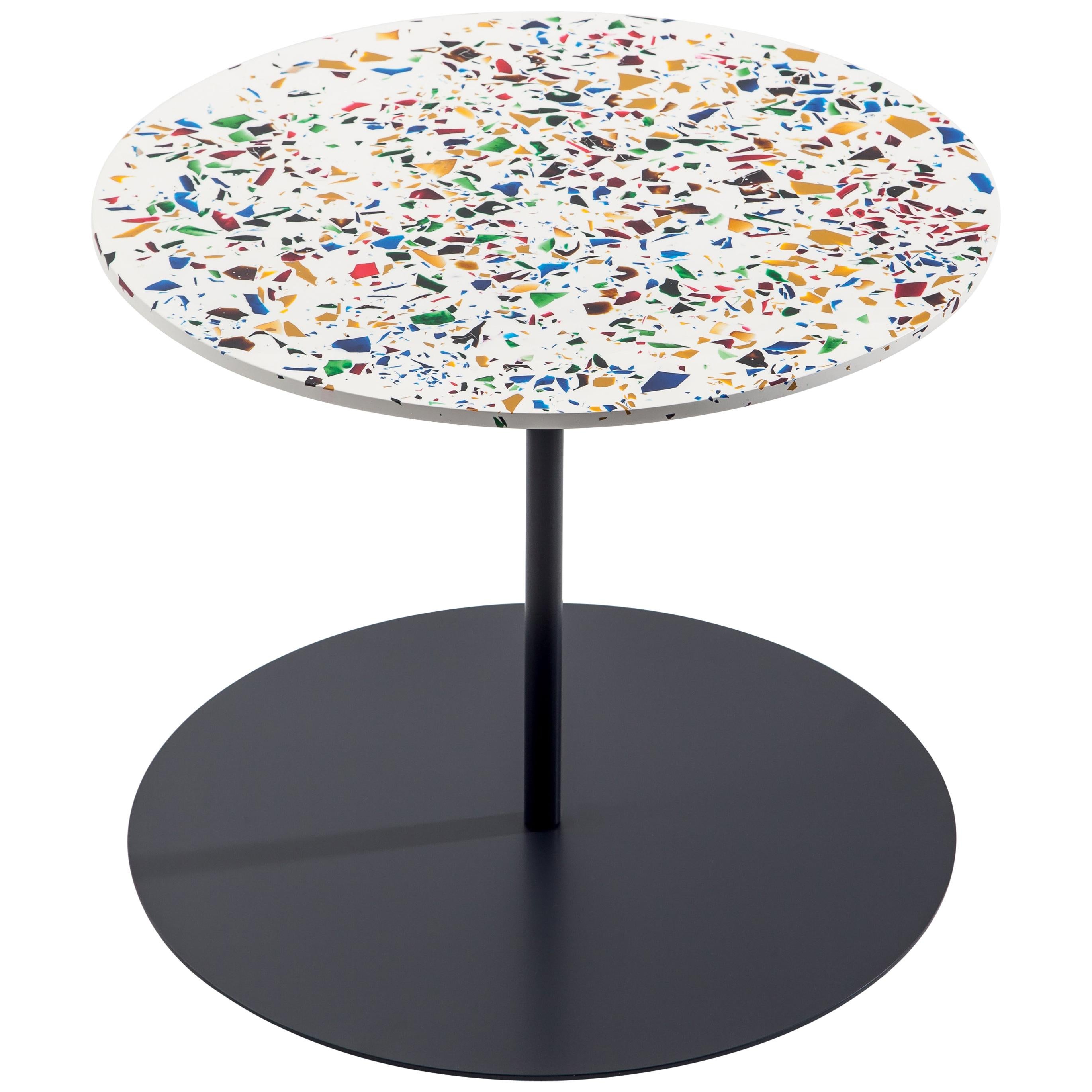 For Sale: Black (48_Anthracite) Gong Terrazzo Table in Sheet Metal with Matte Top by Giulio Cappellini