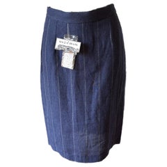 Gonna Blu a righe bianche Krizia vintage,  nuova con cartellino