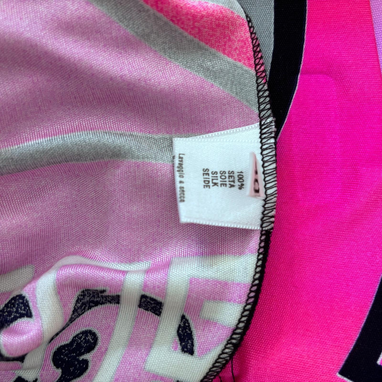 Leonard Paris Falda de seda rosa con estampado abstracto  –  2000s en venta 5