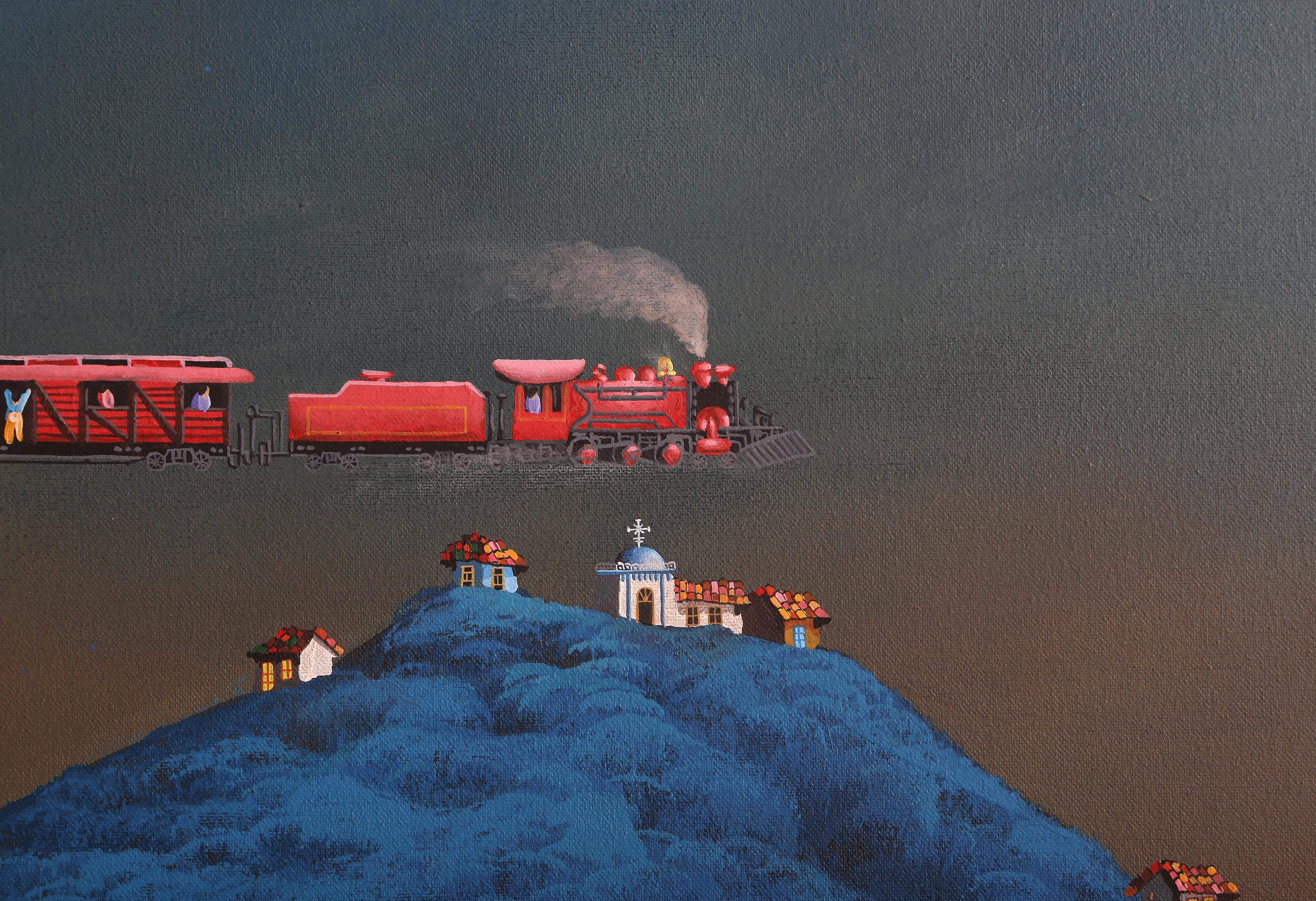La Valle delle Uova di Pasqua, dipinto a olio su tela in stile surrealista di Gonzalo Endara Crow in vendita 1
